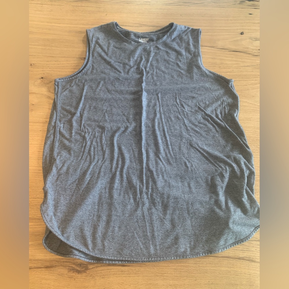Lands’ End Pinstripe Muscle Shirt Crew Neck Women’s L Preloved